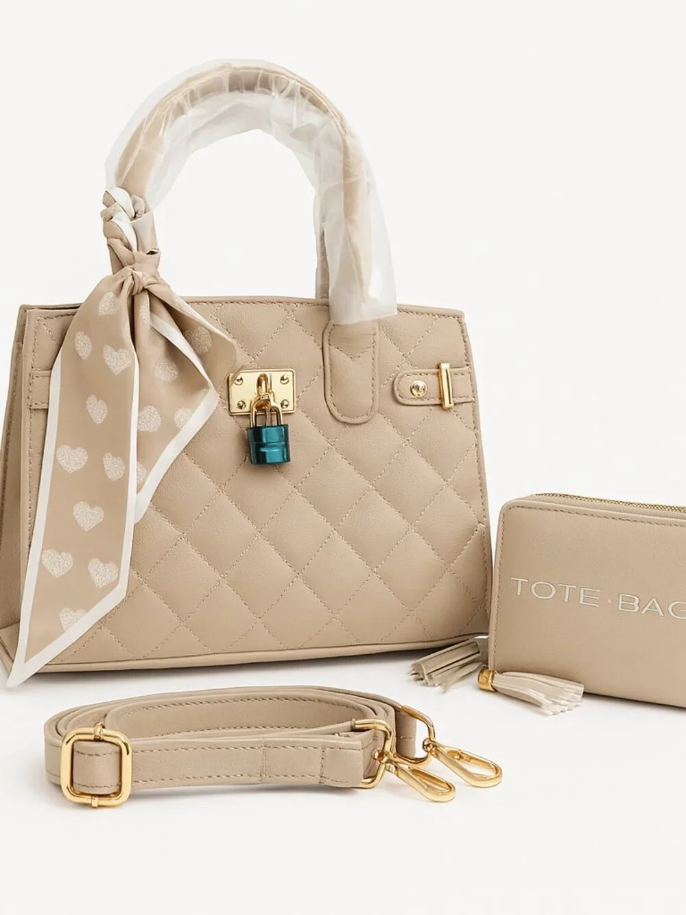 Elegant Quilted Top Handle Handbag & Matching 